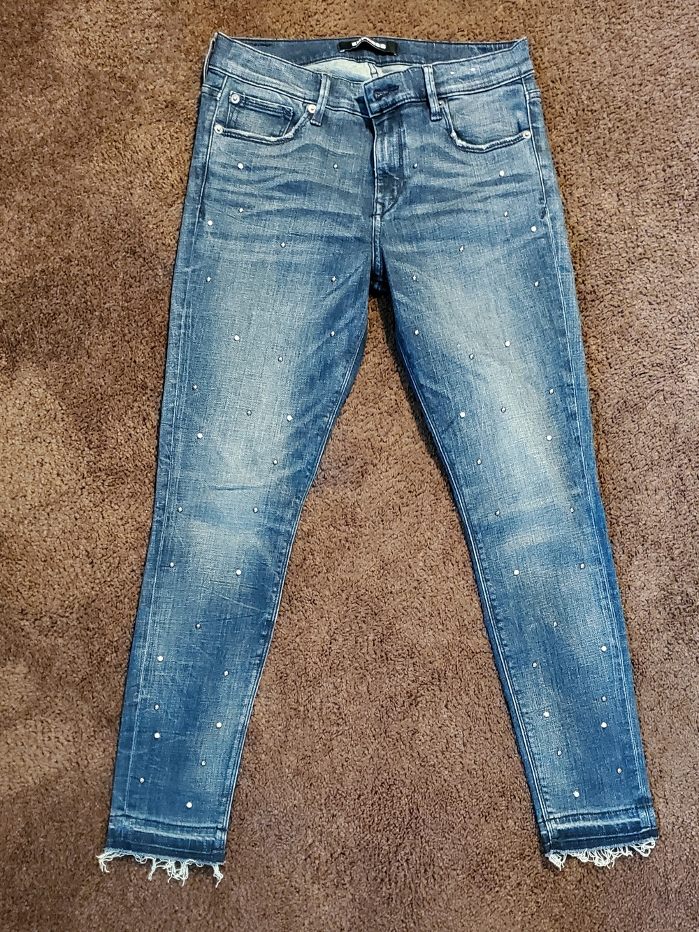 Express Ankle Mid Rise Pearl Beaded Accent Jeans Size 8